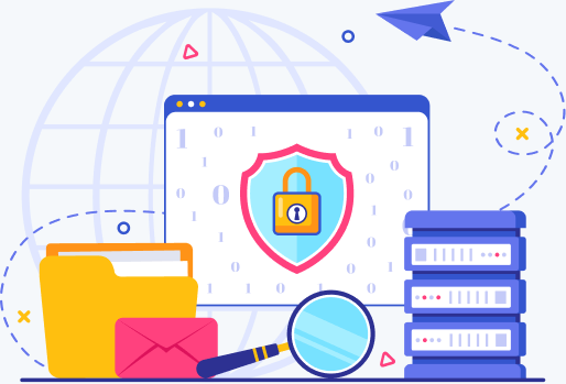 Illustration representing secure data protection and privacy compliance