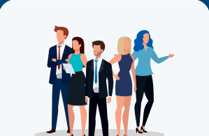 Illustration of a group of corporate professionals