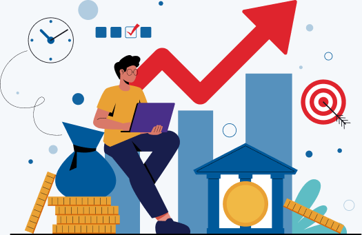 Illustration representing investment growth and portfolio analytics